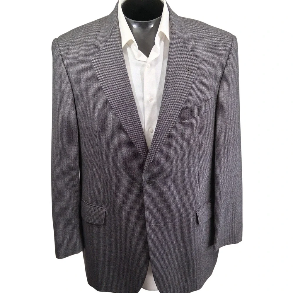 Murano Blazer 44R Gray Micro Check Italian Fabric Two Button Sport Coat Ventless